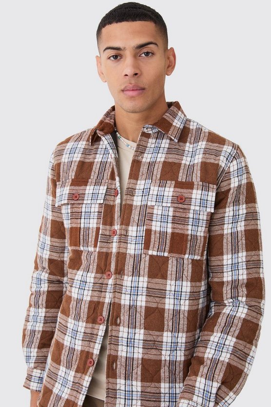 Gestepptes kariertes Overshirt