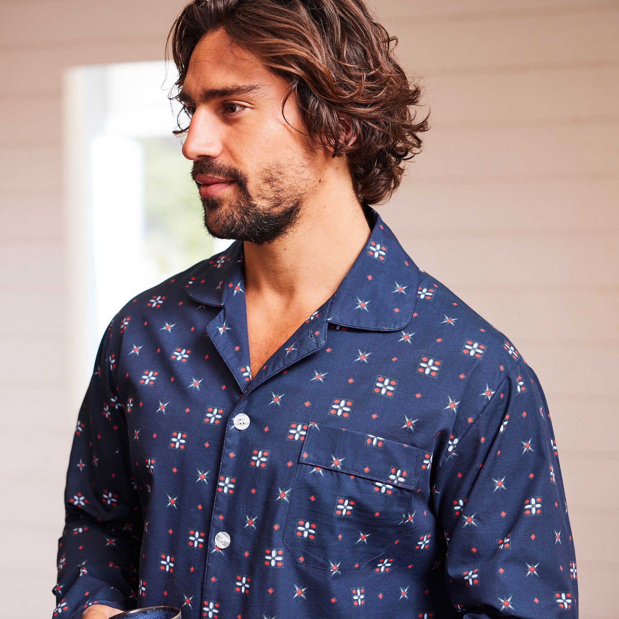 Pyjama imprimé popeline polyester/coton