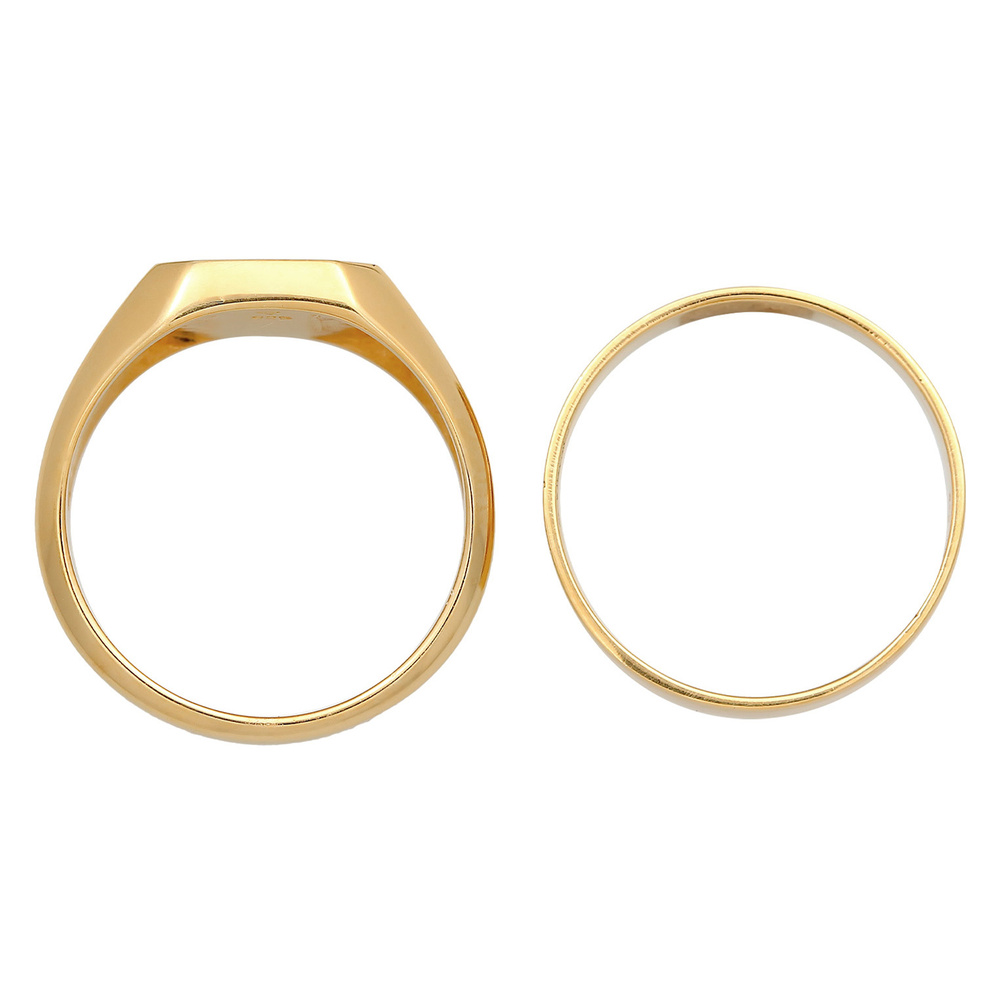 KUZZOI KUZZOI Bague Hommes Sceau Bande angulaire Set de 2 avec émail en Argent Sterling  Bague