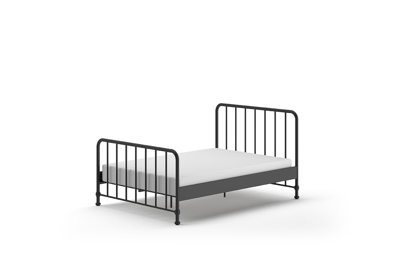 VIPACK Jugendbett BRONXX mit Liegefläche 140 xx 200 cm, Ausf. Metall Schwarz matt