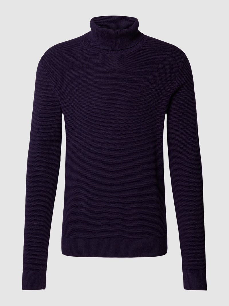 Strickpullover mit Rollkragen in aubergine meliert
