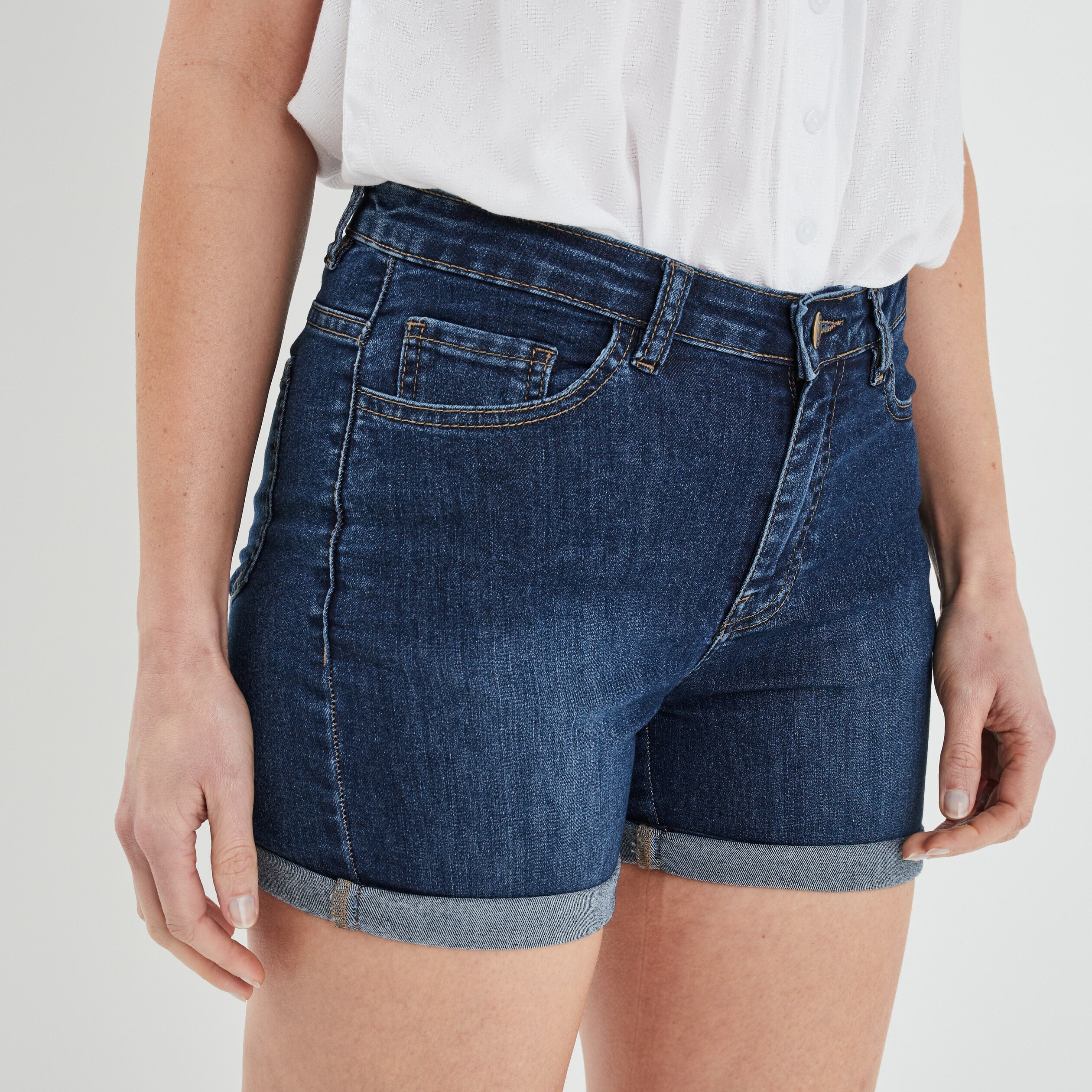 Short skinny 5 poches en jean bleu femme | La Halle