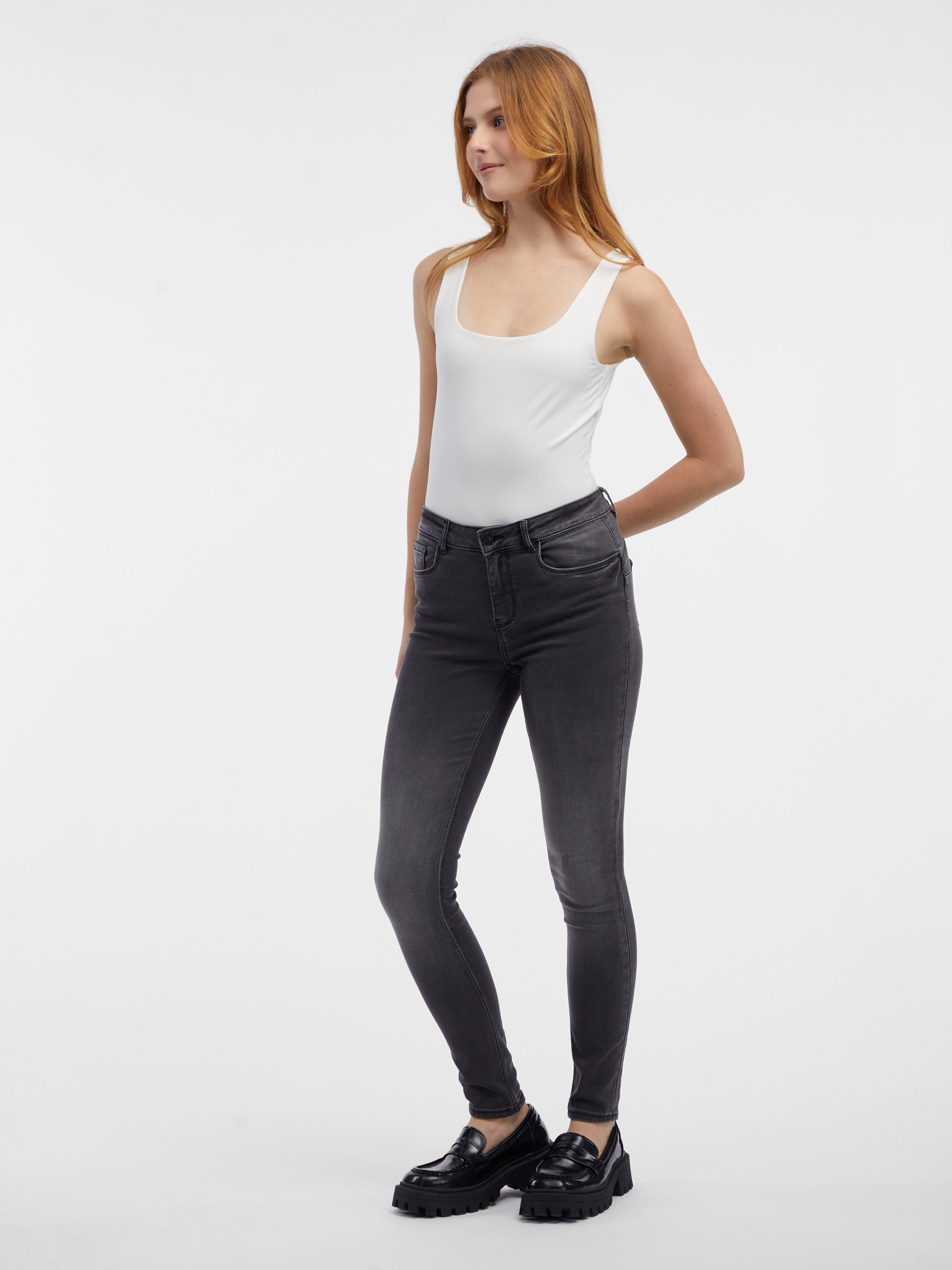 Graue Skinny-Fit-Jeans Damen ORSAY