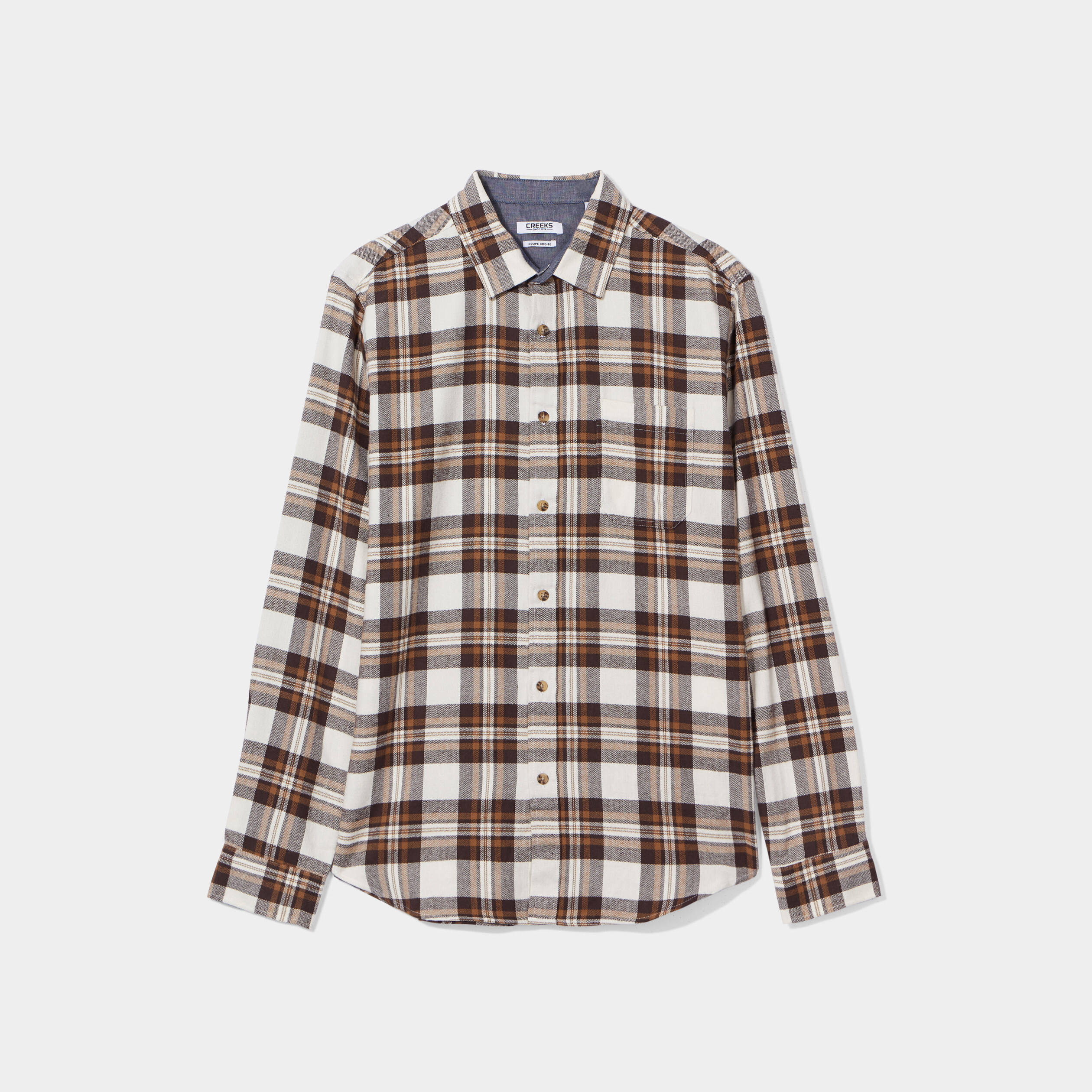 Chemise manches longues droite beige homme | La Halle