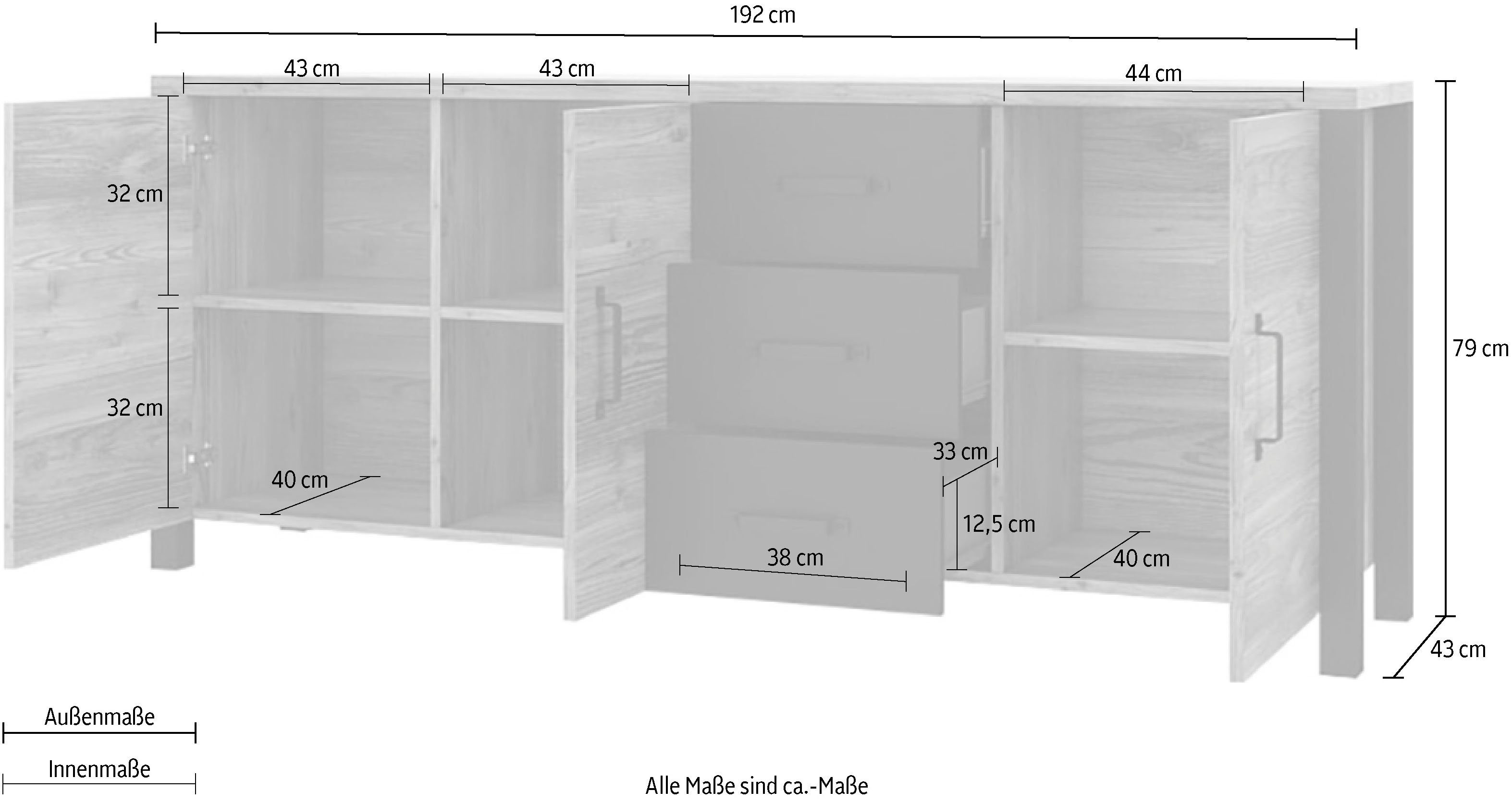 Helvetia Sideboard Olin WM, Breite 192 cm