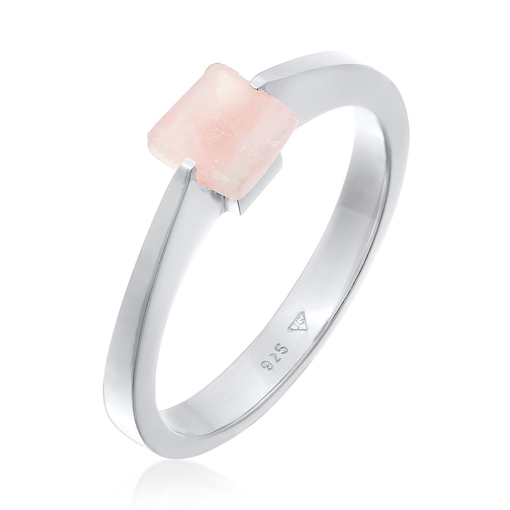 Elli PREMIUM Elli PREMIUM Bague Femme carré solitaire avec pierre précieuse de quartz en argen Bague