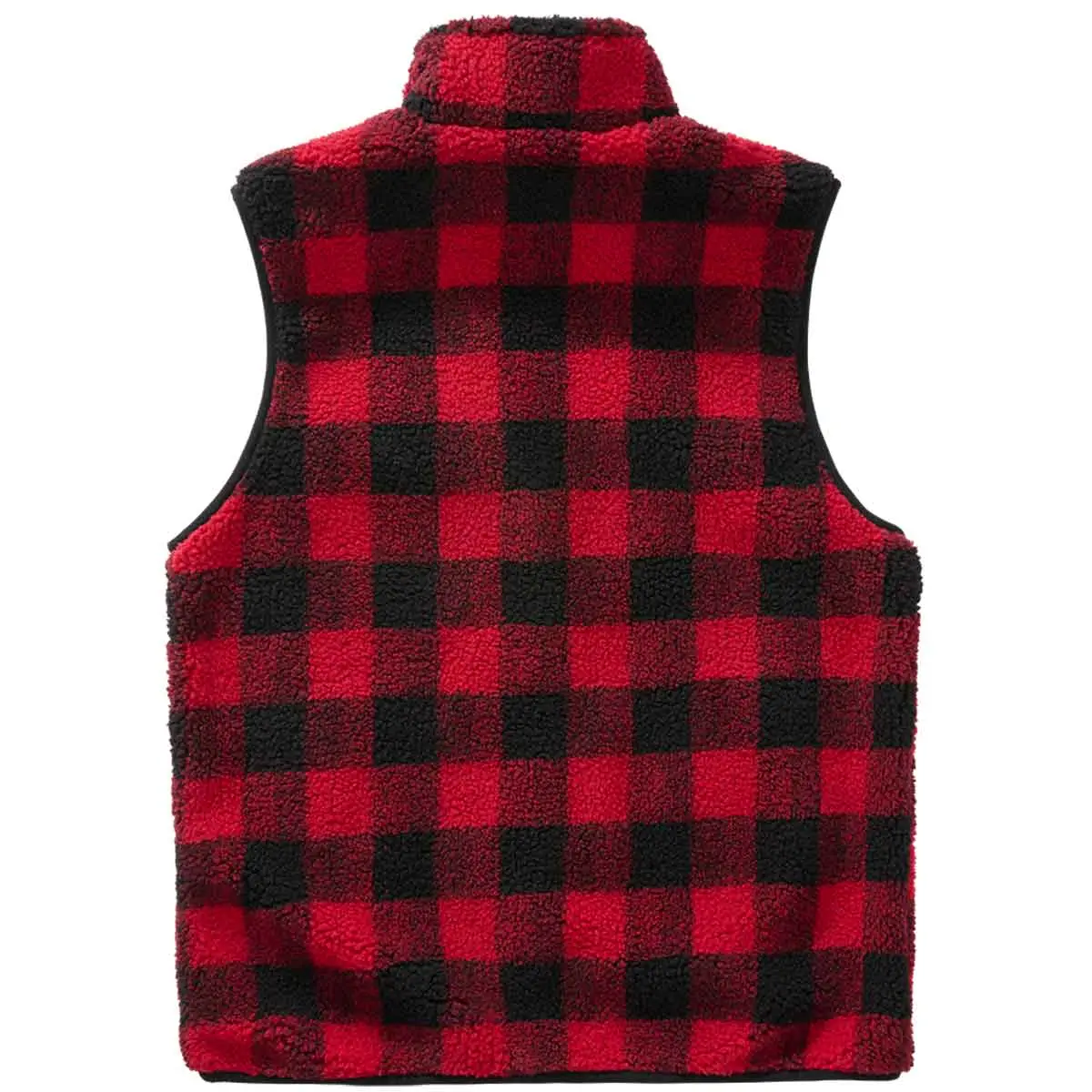Teddyfleecce Weste rot-schwarz