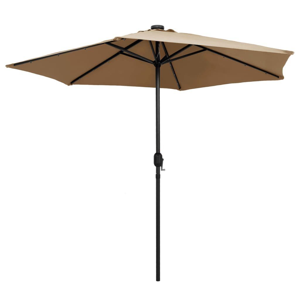vidaXL Balkonsichtschutz Sonnenschirm mit LED-Leuchten & Aluminium-Mast 270 cm Taupe