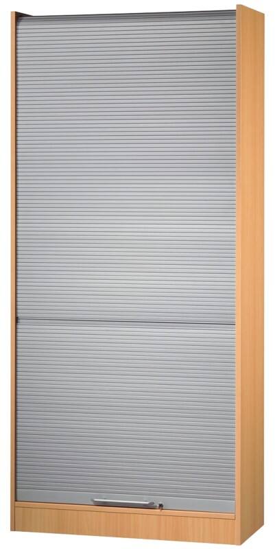 Hammerbacher Rollladenschrank Matrix mit Aufbau Buche, Silber 900 x 400 x 2.004 mm