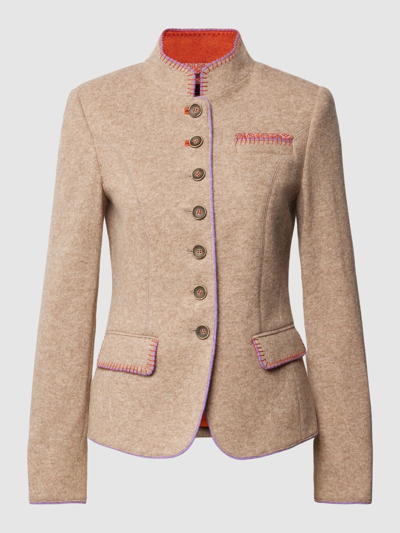 Blazer mit Kontrastbesatz in sand