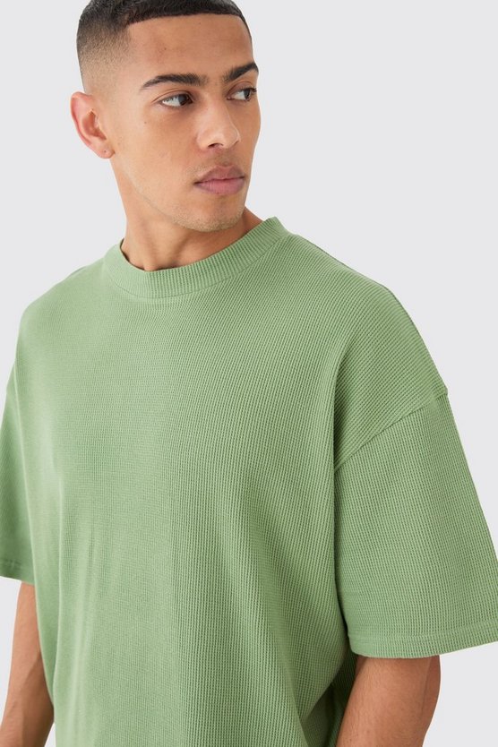 Kastiges Oversize T-Shirt in Waffeloptik
