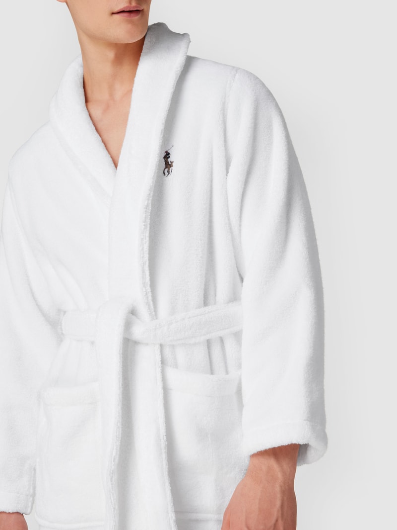 Bademantel mit Label-Stitching in weiß