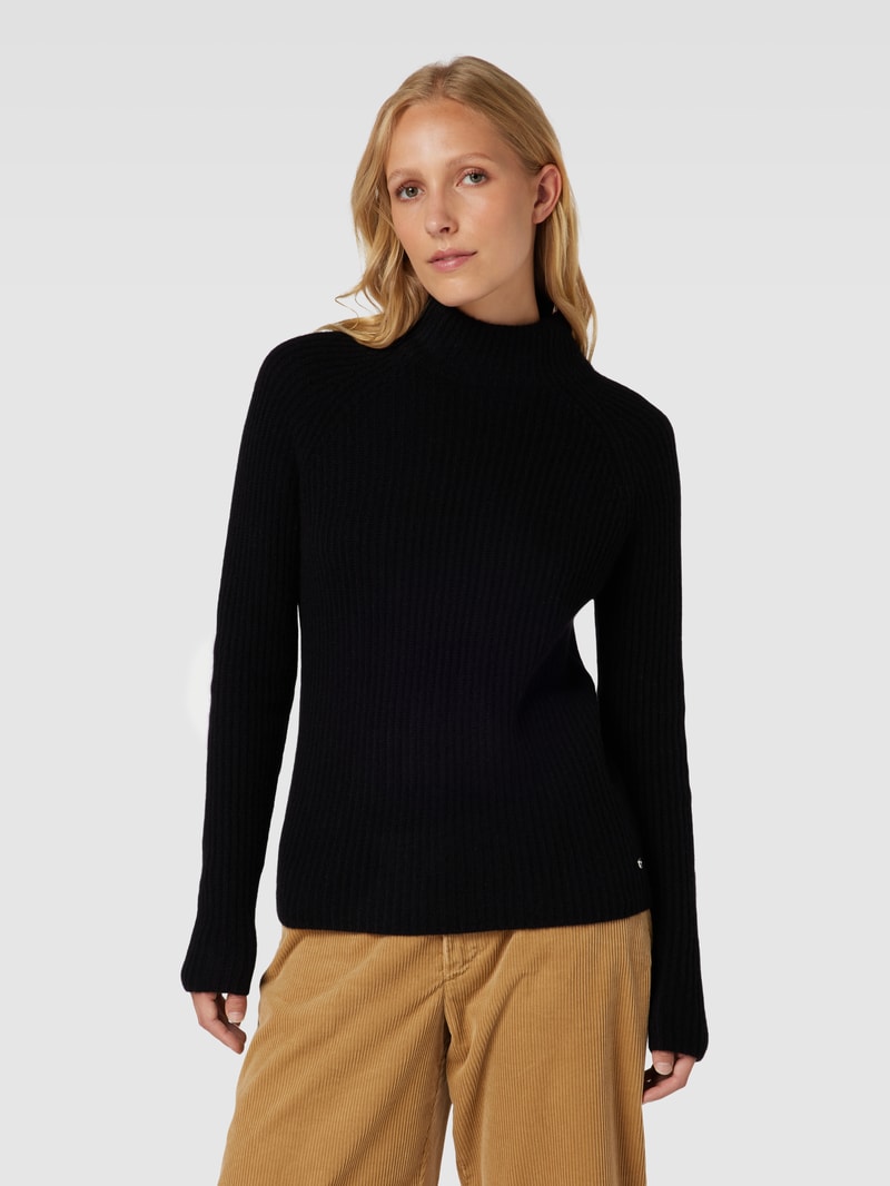 Rollkragenpullover aus Kaschmir mit Rippenstruktur in schwarz