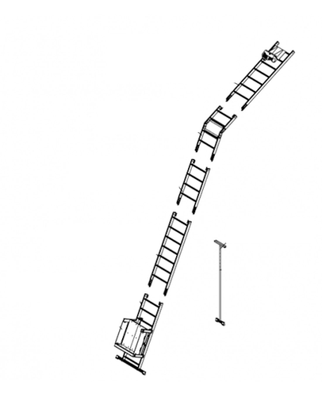 TRIZERATOP Anlegeleiter Dachdeckeraufzug Länge 12m Schlitten Solarpanel (Dachdeckeraufzug Länge 12m mit Transportwagen)