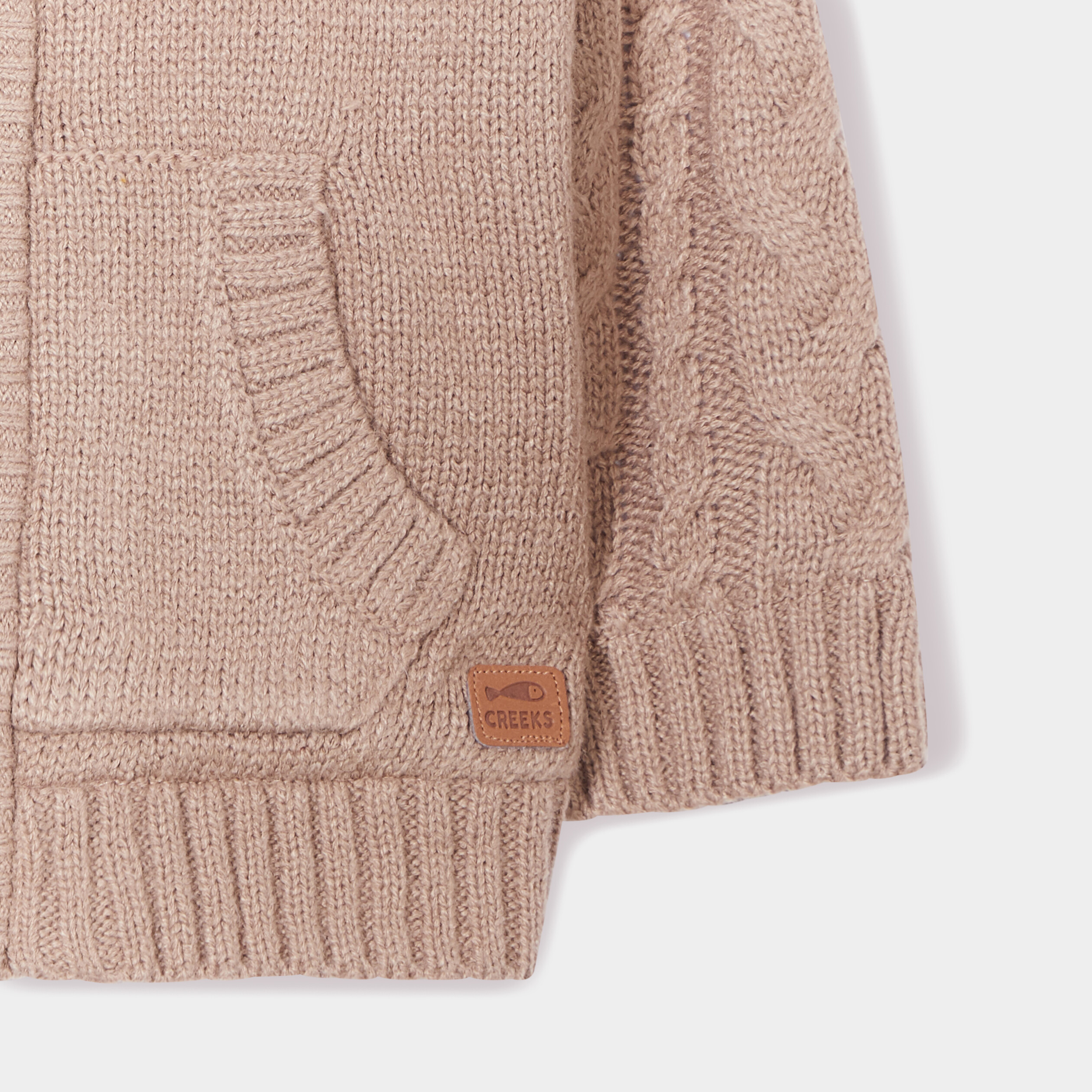 Gilet doublé à capuche et torsades taupe bébé garçon | La Halle