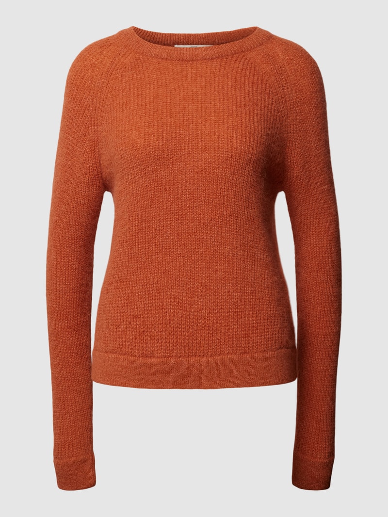 Strickpullover aus Alpaka-Mix mit Rundhalsausschnitt in cognac