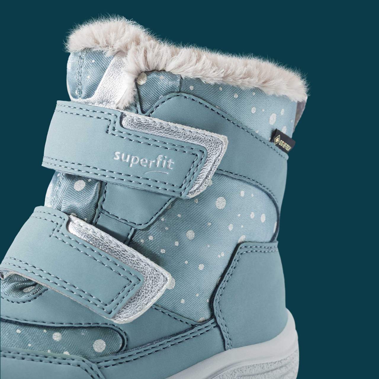 CRYSTAL - Hellgrün/Silber Boots mit Klettverschluss