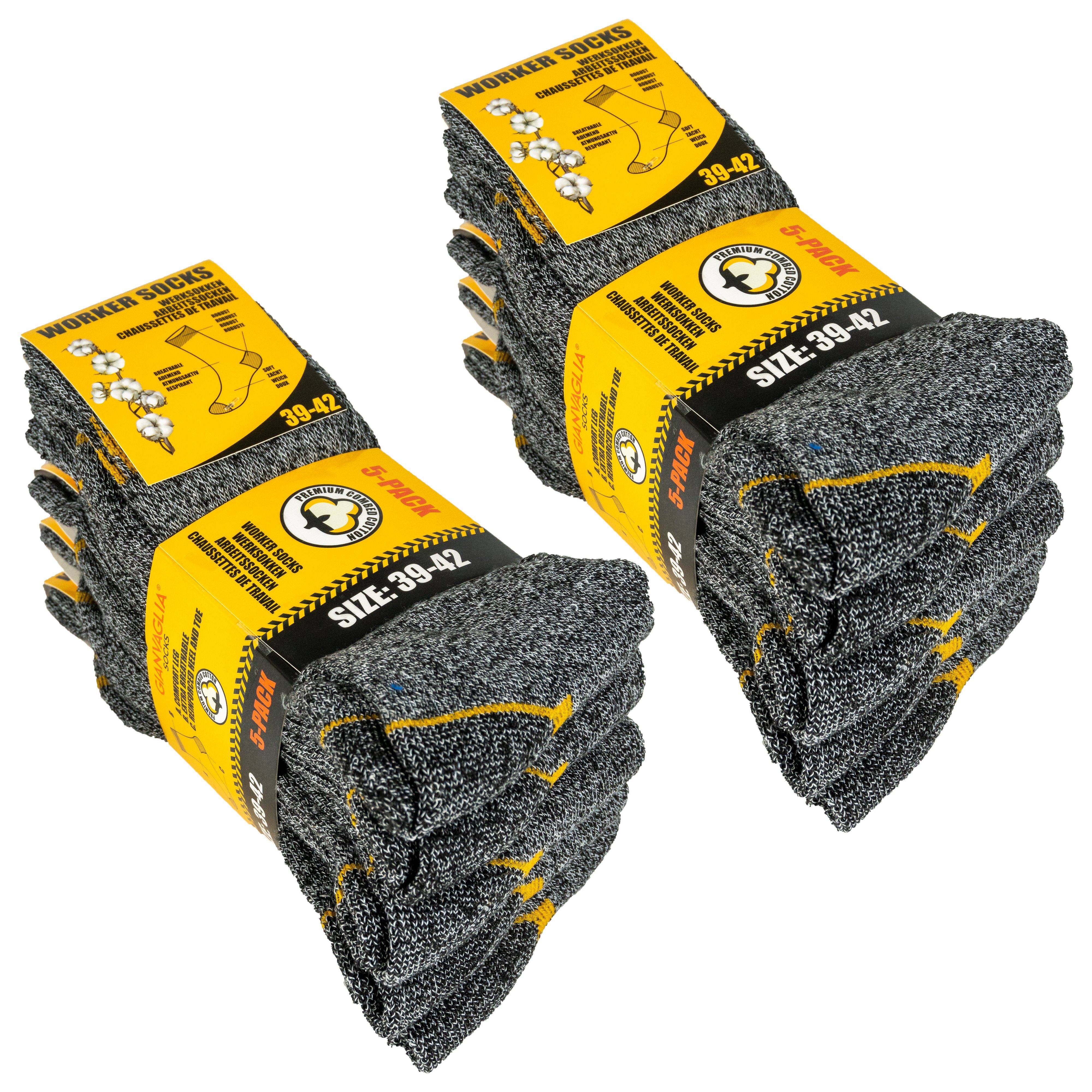 TEXEMP Arbeitssocken 10 Paar Arbeitssocken WORK Herrensocken Socken Baumwolle Dicke Strümpfe Grau Meliert 39-42 43-46 (Packung, 10 Paar)