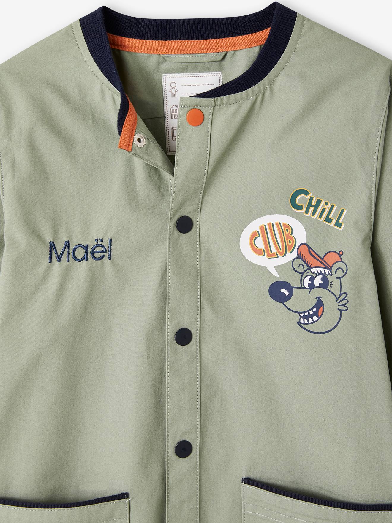 Tablier d'écolier Mascotte personnalisable garçon lichen