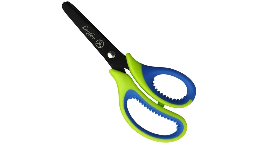 Läufer Bastelschere 13cm rund mit weichem Komfortgriff  blau/grün grün/blau