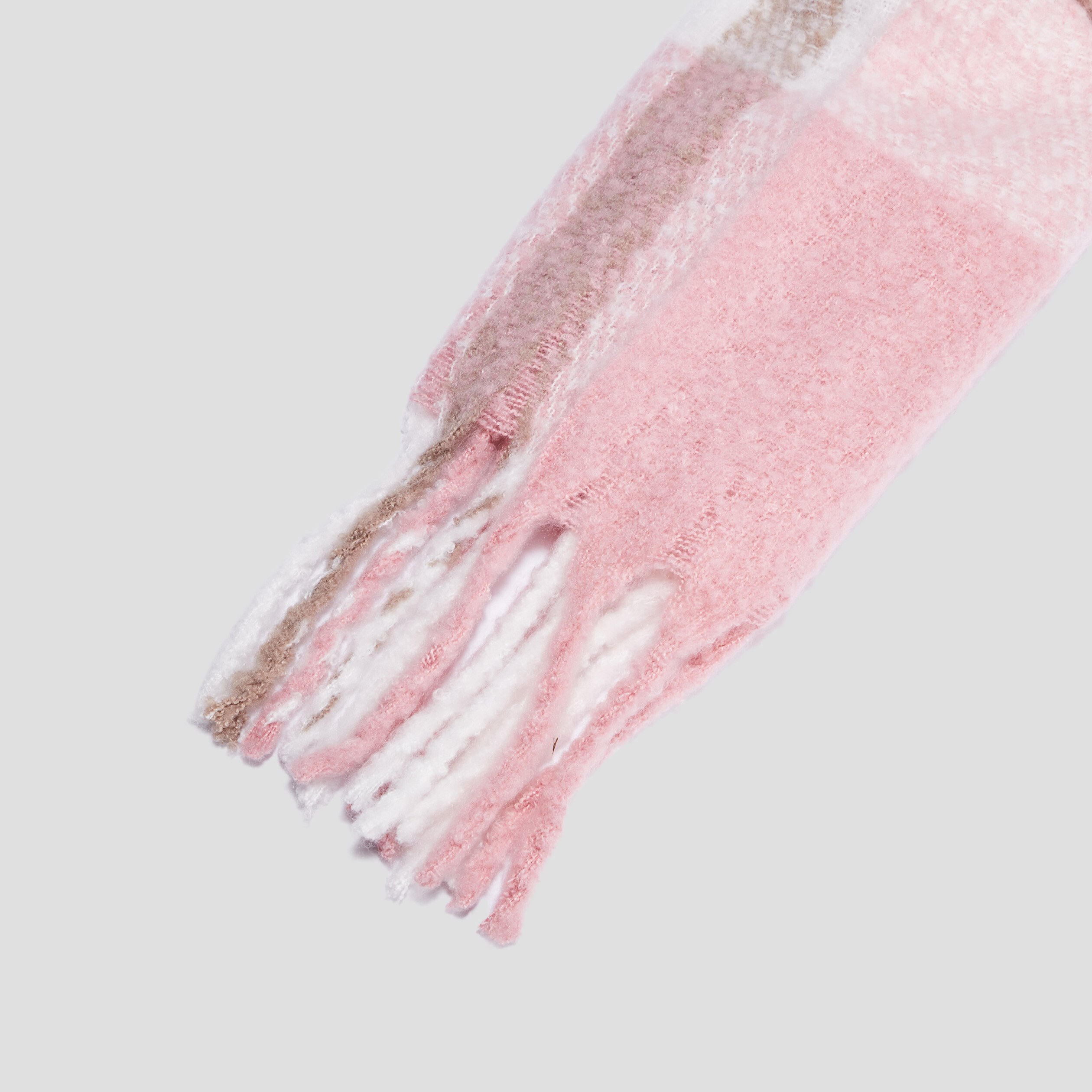 Écharpe à franges rose clair femme | La Halle