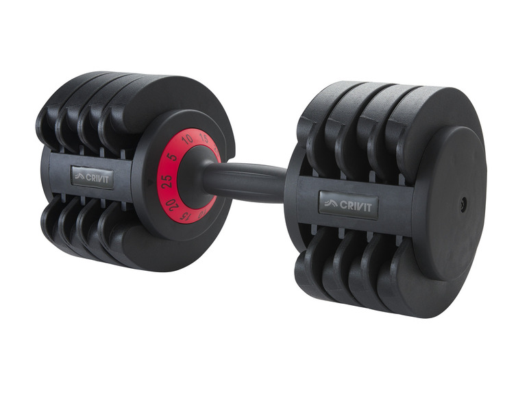 CRIVIT Kurzhantel, verstellbar, ca. 25 kg, 5 Gewichtsstufen