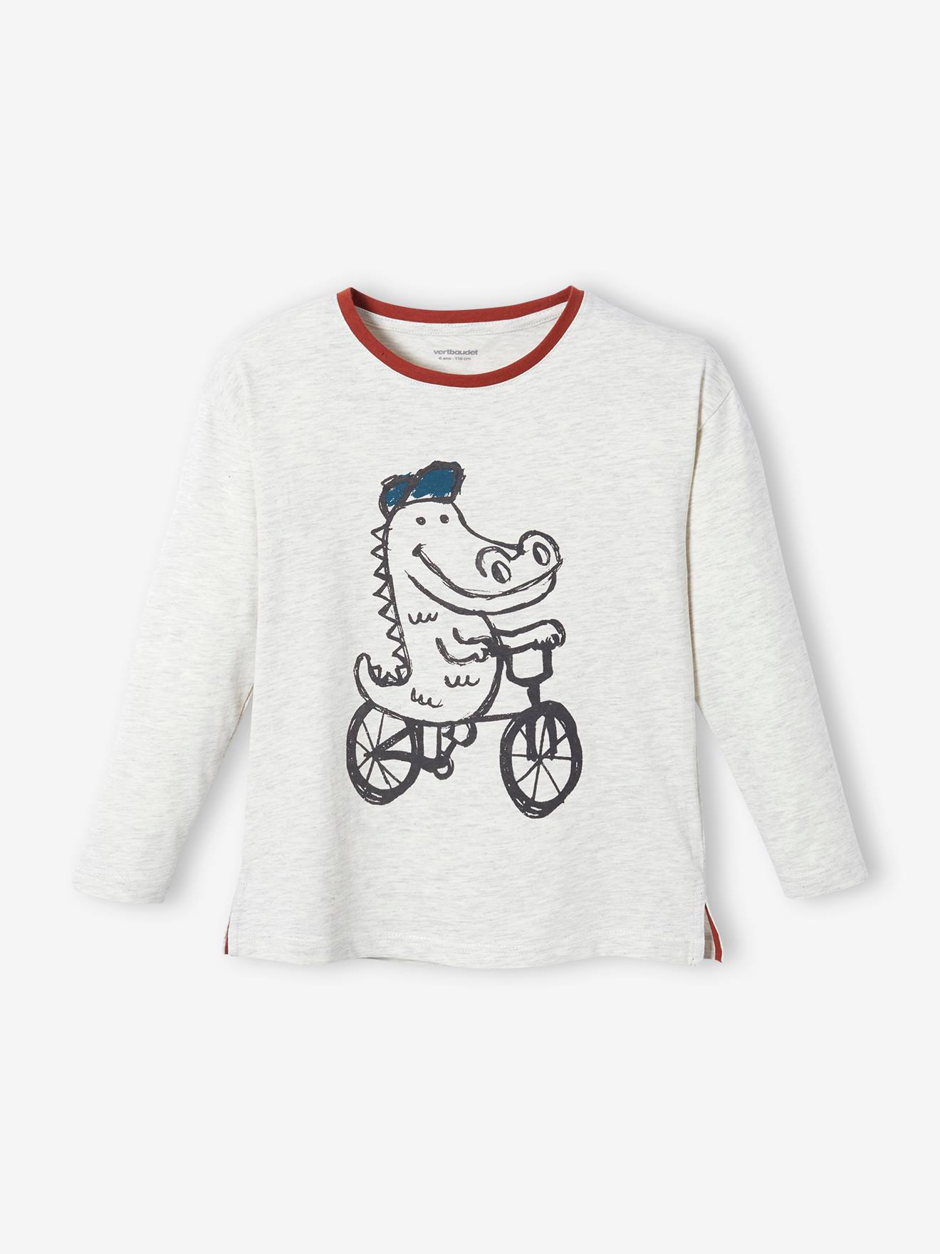 Tee-shirt motif ludique crocodile garçon beige chine