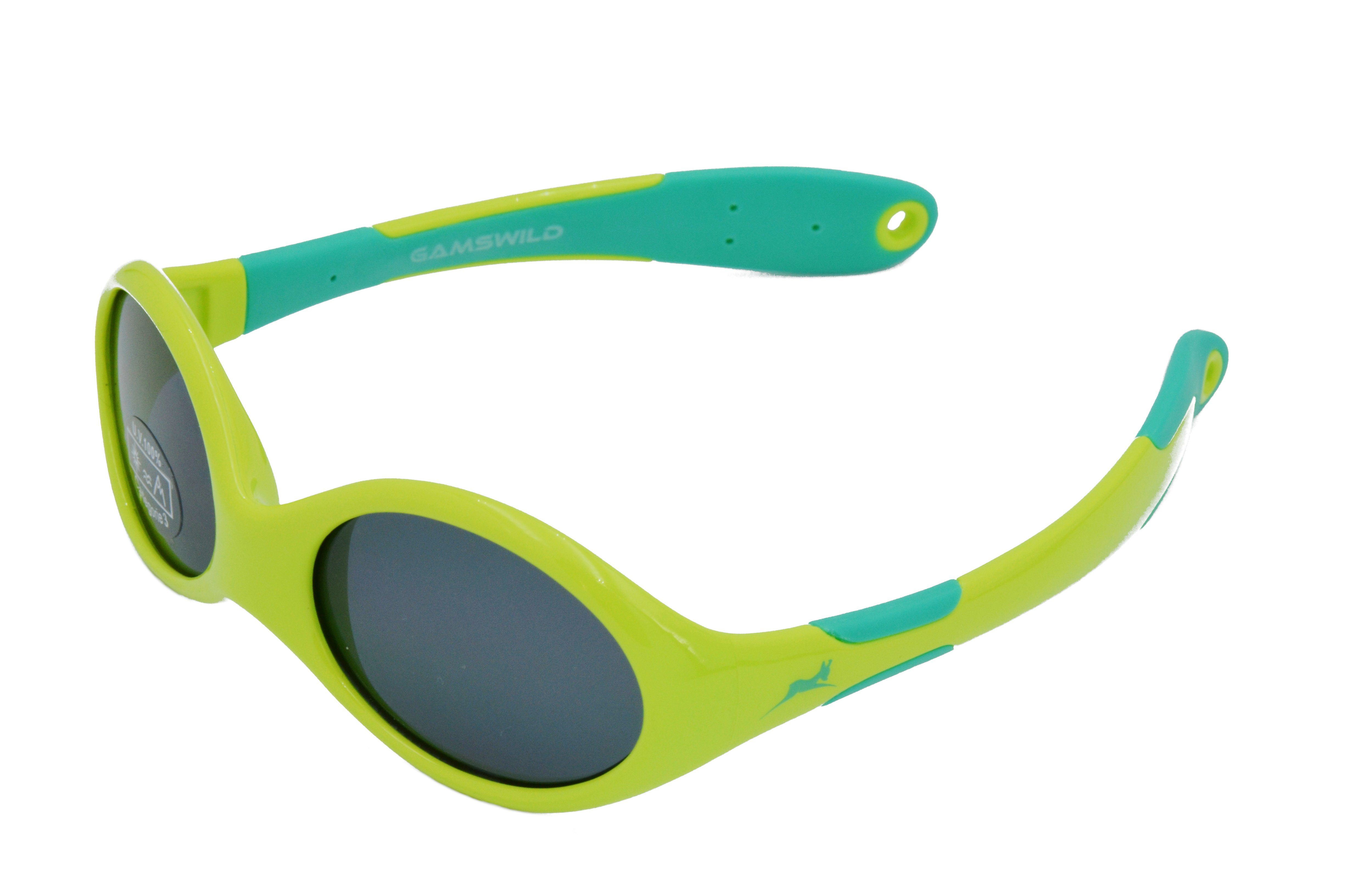 Gamswild Sonnenbrille WK5716 GAMSKIDS Babybrille 0-3 Jahre Kleinkindbrille Mädchen Jungen kids Unisex, blau-orange, rosa-pink, grün symmetrische Form - sitzt immer richtig herum