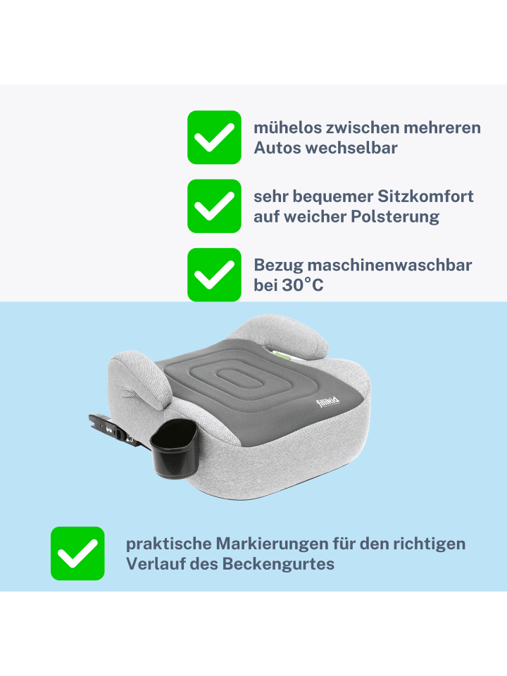 fillikid Sitzerhöhung Auto Isofix i-size Exklusiv in Dunkelgrau-Grau günstig kaufen 42 x 42 cm