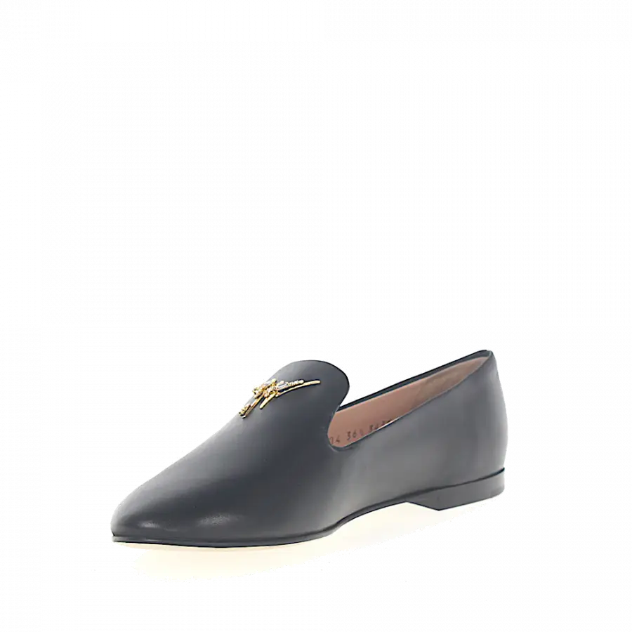 Giuseppe Zanotti - Loafer DALIA Kalbsleder Logo Schmuckstein schwarz - schwarz
