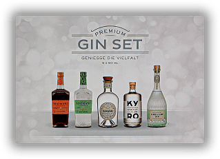 Gin Set Premium 5x0,05 Liter Gin Set Premium 5x0,05 Liter Ein Probierset mit 5 Sorten Gin / Gin Likör. 0,25	 Liter - Vol 40,94%
