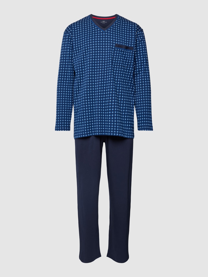 Pyjama mit Oberteil mit Allover-Muster in dunkelblau