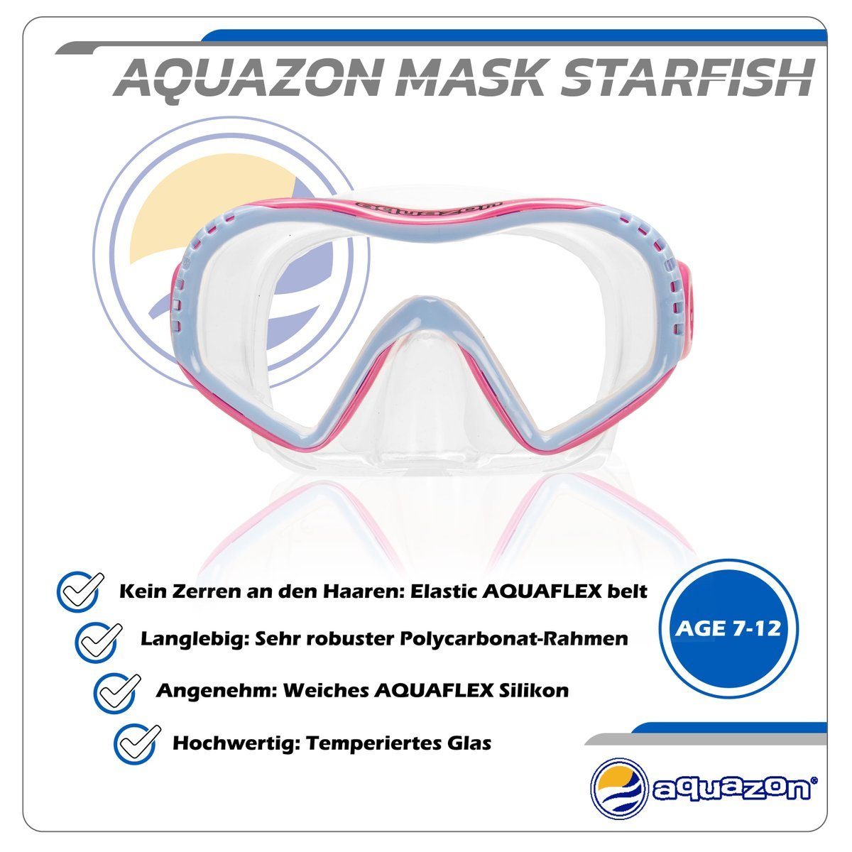 AQUAZON Taucherbrille STARFISH, Schnorchelbrille für Kinder 7-12 Jahre