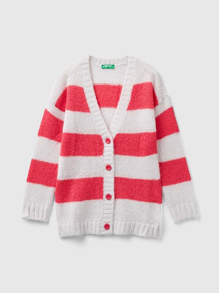 Benetton Cardigan in Rot/ Weiß günstig kaufen