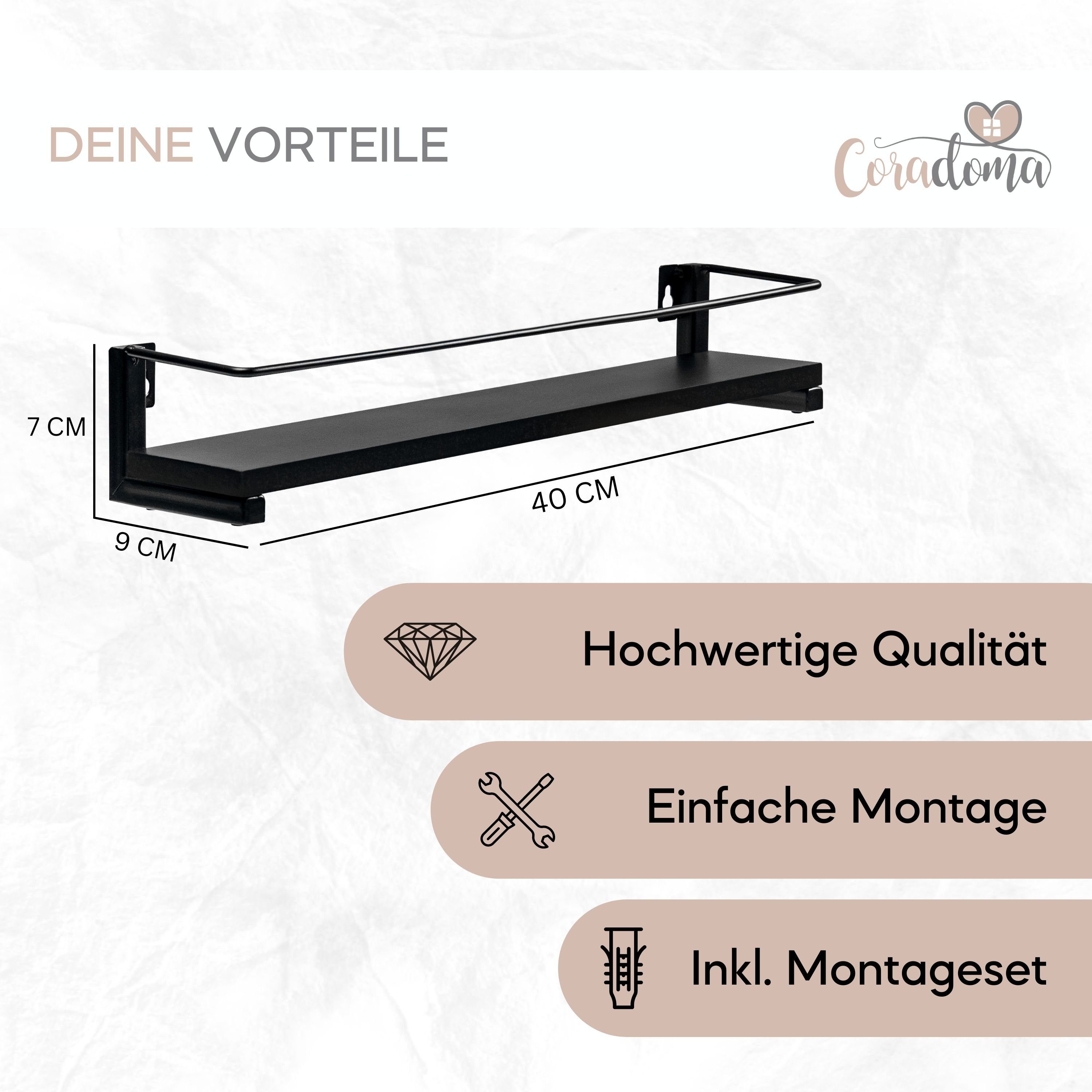 Coradoma Gewürzregal 2er Set für Gewürzgläser Küchen Organizer Gewürzaufbewahrung, Küchenregal Spice Rack 2-tlg., 40x9cm