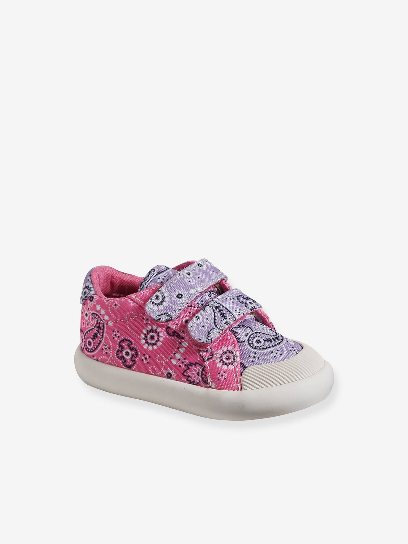 Vertbaudet Mädchen Baby Stoffschuhe, Klett - mehrfarbig
