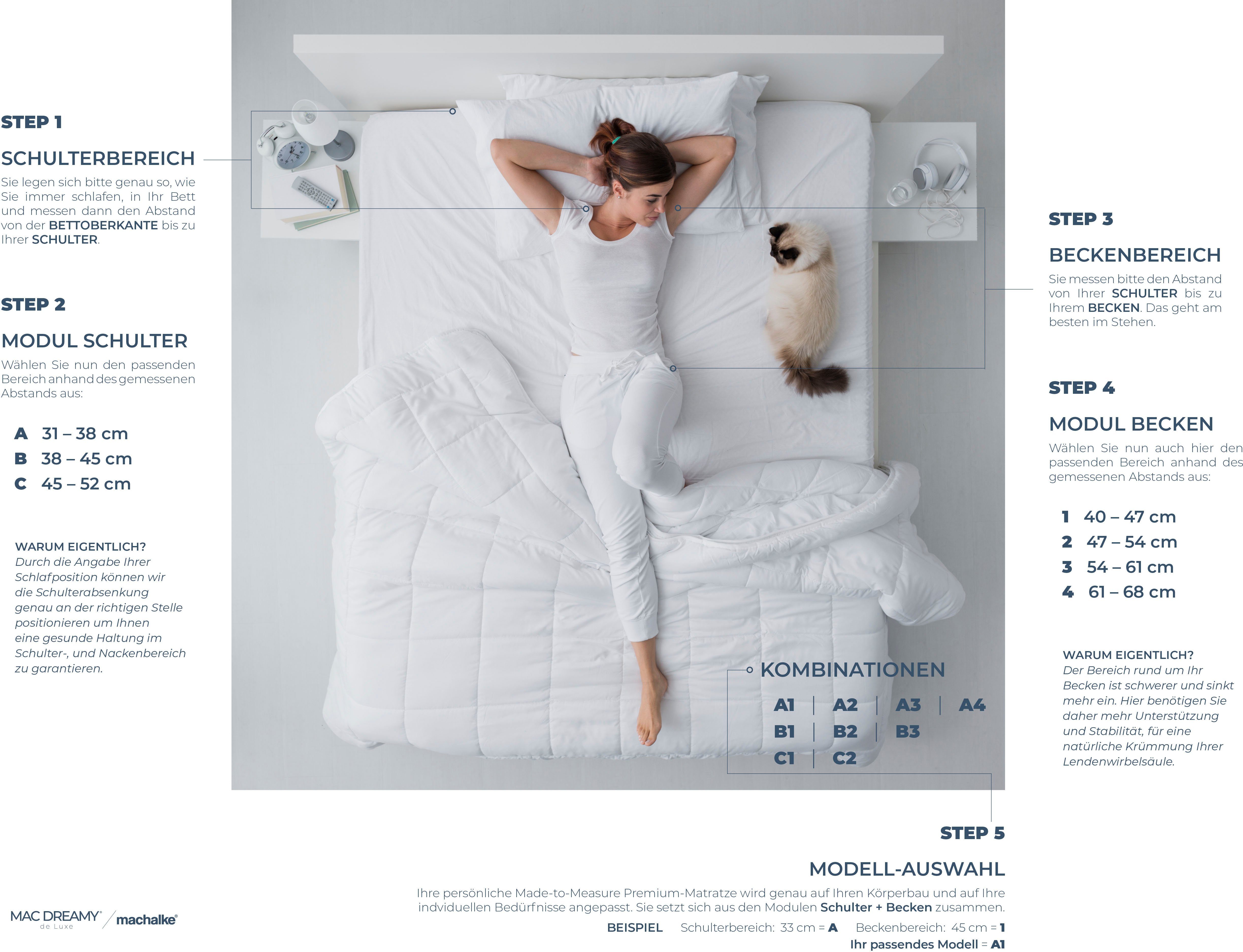 Kaltschaummatratze Mac Dreamy de Luxe, machalke®, 20 cm hoch, Premium Matratze in verschiedenen Größen, luxuriöse Wendematratze