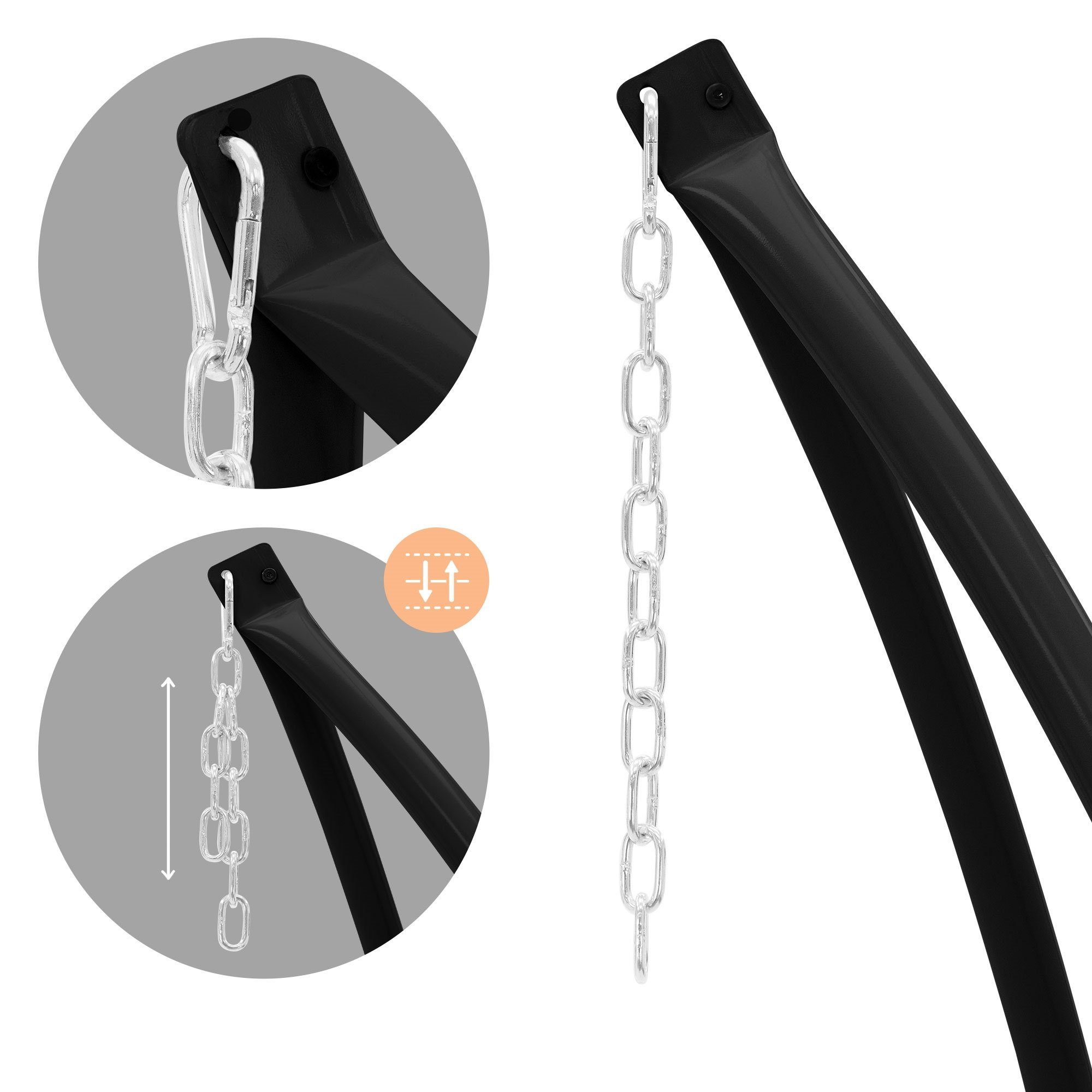 ML-DESIGN Hängematte Baby Wiege Hängewiege Hängematte Hängekorb Federwiege, Gestell Schwarz 208cm Liegekissen höhenverstellbar Deckenhalterung