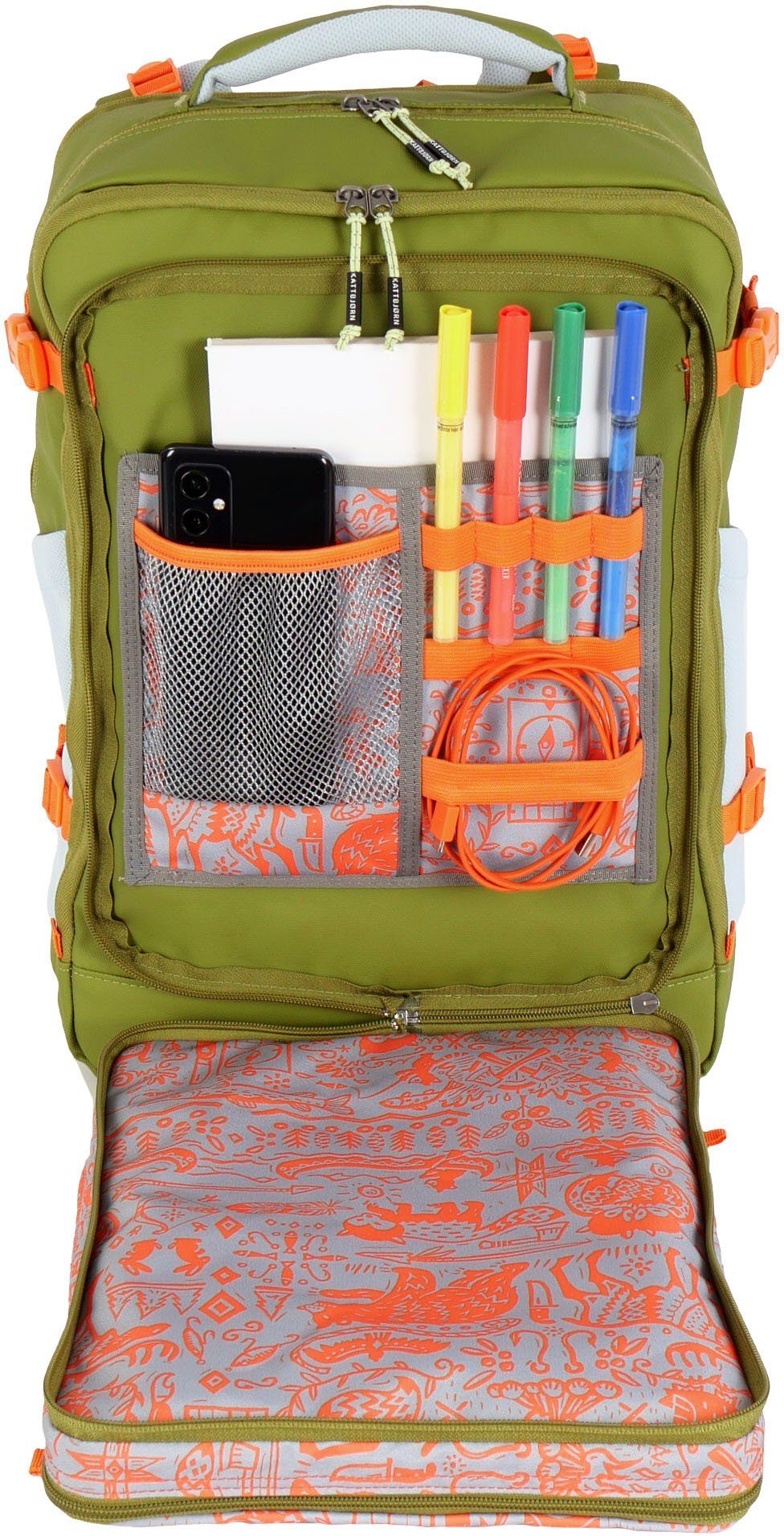 KATTBJØRN Schulrucksack Explorer, mit Laptopfach; alle Innen- und Außenstoffe aus recyceltem PET