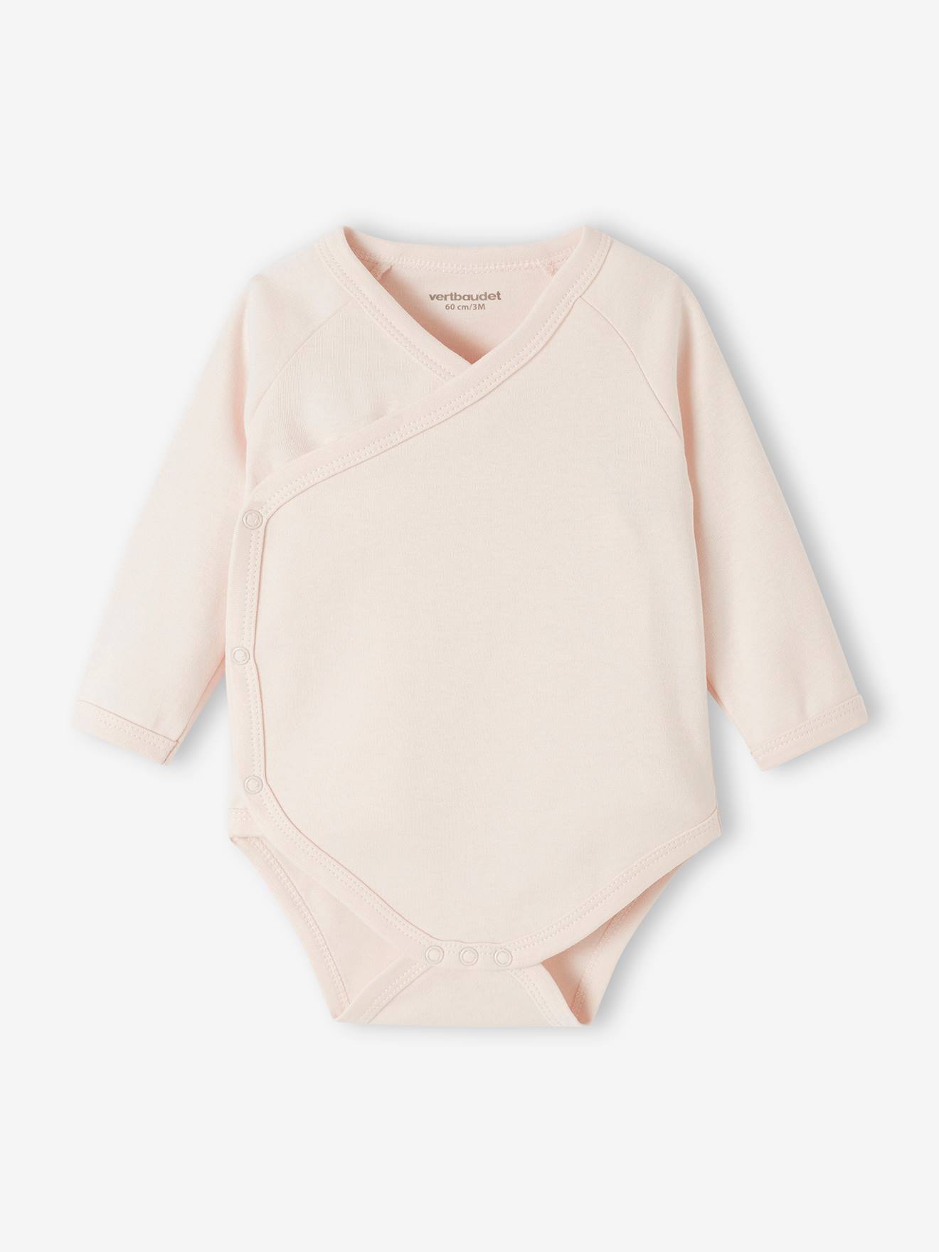 Lot de 5 bodies manches longues bébé ouverture naissance rose poudré