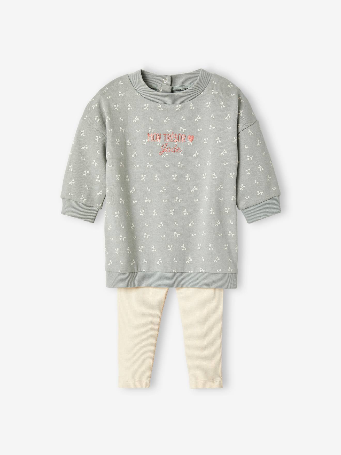 Ensemble robe + legging bébé personnalisable beige doré
