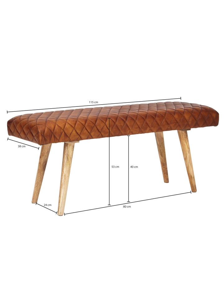 KADIMA DESIGN Sitzbank Echtleder / Massivholz Bank 115x53x38 cm, 2er Polsterbank günstig kaufen onesize