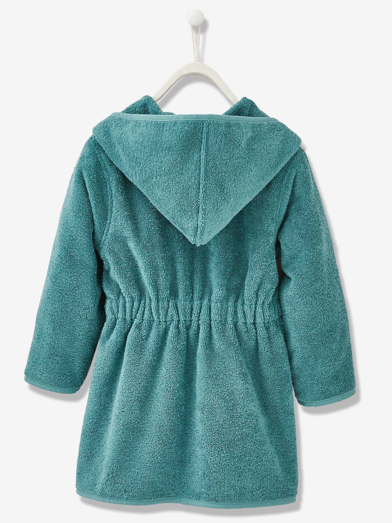 Peignoir de bain enfant à capuche vieux rose