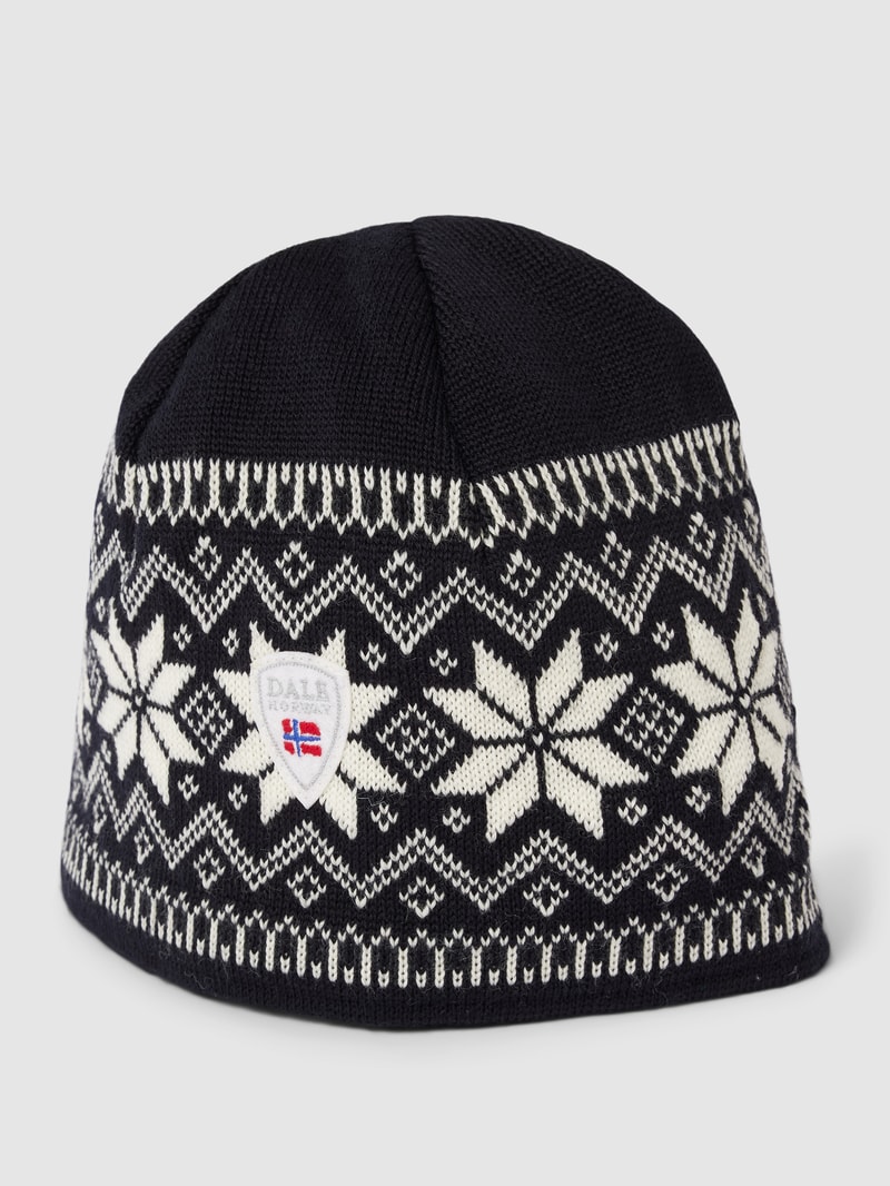 Beanie mit Allover-Muster Modell 'GARMISCH' in schwarz