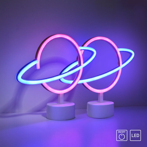 LED-Neon-Tischleuchte Saturn, 2er Set