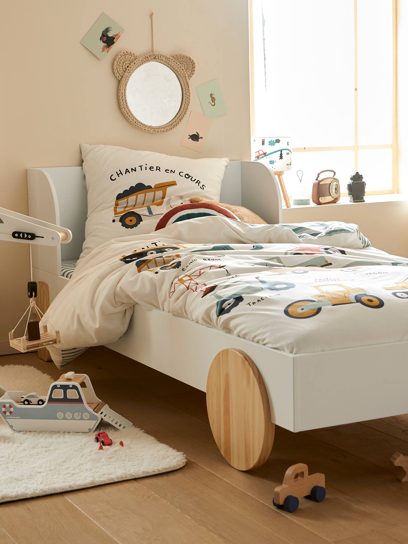 Vertbaudet Mitwachsendes Kinderbett ROLLIE - weiß/natur
