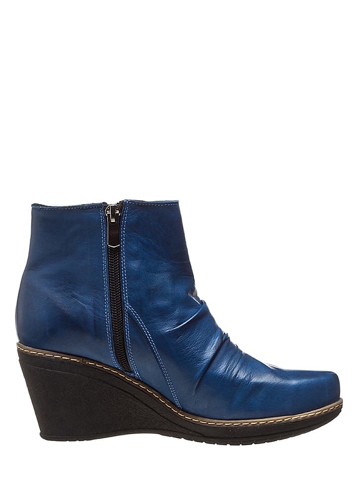 Andrea Conti Leder-Ankle-Boots in Blau günstig kaufen 39