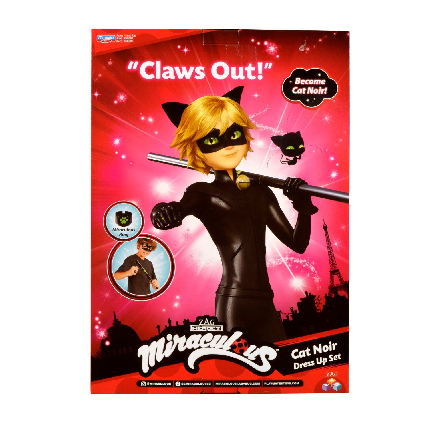 Playmates Toys Verkleidungsmaske 50603, Miraculous Cat Noir Verkleidungsset