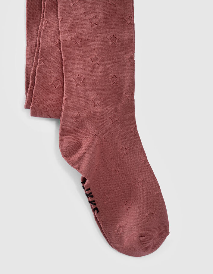 Collants roses tricot ajouré motifs étoiles fille