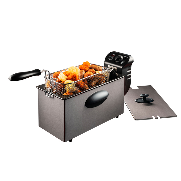 Fritteuse mit Korb, 3,5 l, silber